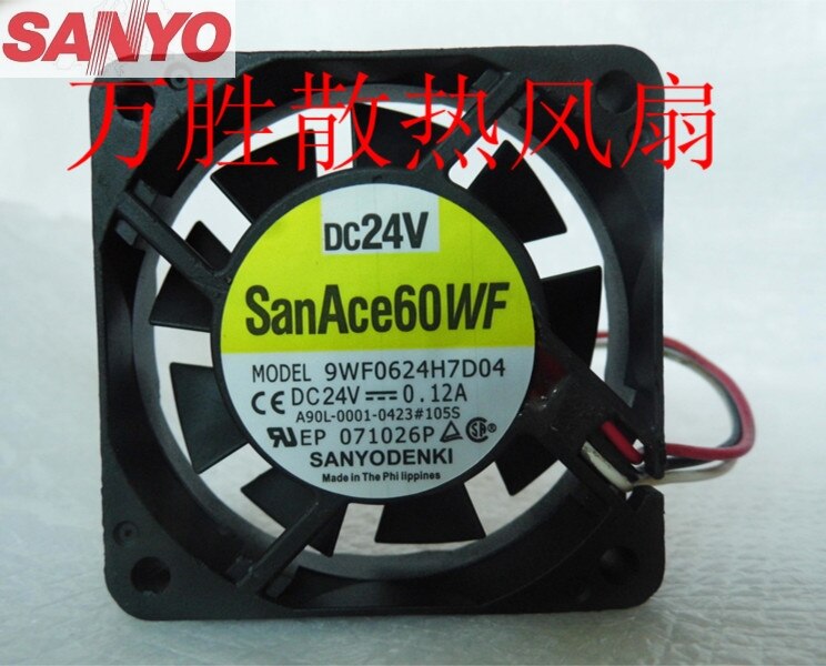 Sanyo Denki 9WF0624H7D04 60x60x15mm 24V DC 0.12A Axial Cooling Fan