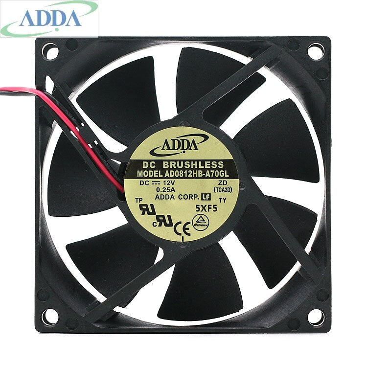 ADDA AD0812HB-A70GL 80x80x25mm 12V DC 0.25A 2-Wire Axial Cooling Fan