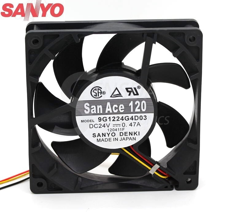 Sanyo Denki 9G1224G4D03 120x120x25mm 24V DC 0.47A Axial Cooling Fan