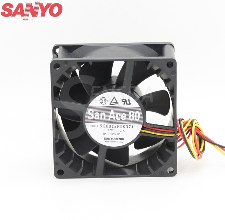 Sanyo Denki 9G0812P1K071 80x80x38mm 12V DC 1.8A Axial Cooling Fan
