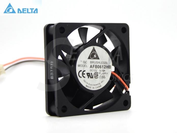 Delta AFB0612HB-R00 60x60x15mm 12V DC 0.100A 3-Wire Axial Cooling Fan