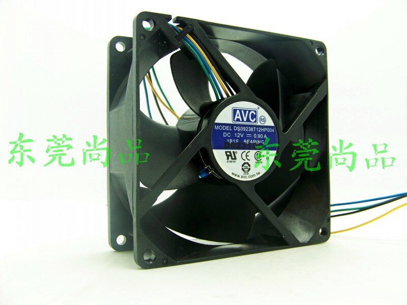 AVC DS09238T12HP004 92x92x38mm 12V DC 0.90A 4-Wire Axial Cooling Fan