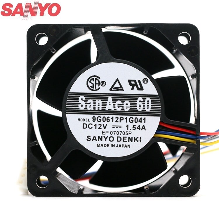 Sanyo Denki 9G0612P1G041 60x60x38mm 12V DC 1.54A Axial Cooling Fan