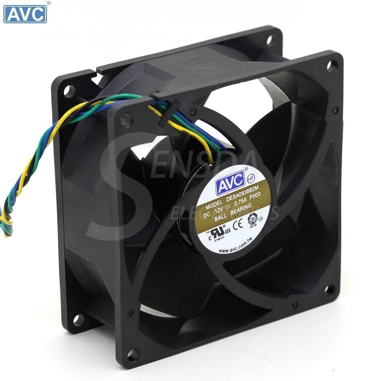 AVC DESA0938B2M 92x92x38mm 12V DC 0.75A 4-Wire Axial Cooling Fan
