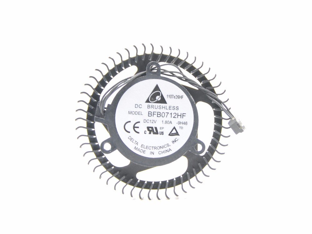 Delta BFB0712HF GPU Blower Fan 63mm Blade Diameter 38mm Mounting Pitch