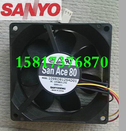Sanyo Denki 109R0812S4D01 80x80x25mm 12V DC 0.24A Axial Cooling Fan
