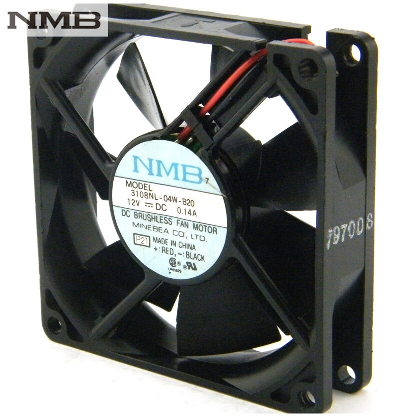 NMB 3108NL-04W-B20 80x80x20mm 12V DC 0.14A 2-Wire Axial Cooling Fan