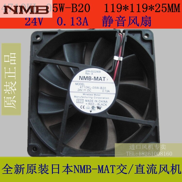 NMB 4710KL-05W-B20 119x119x25mm 24V DC Axial Cooling Fan