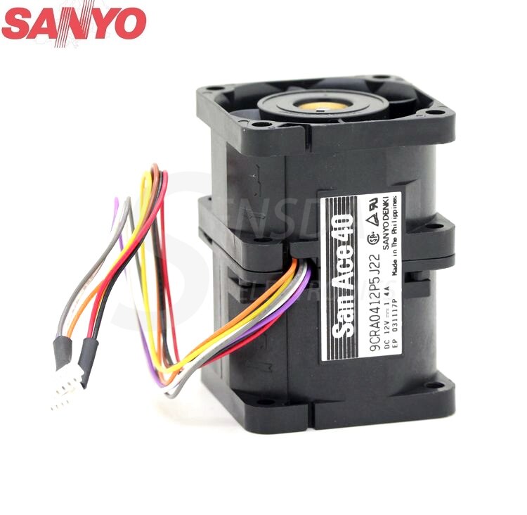 Sanyo Denki 9CRA0412P5J22 40x40x56mm 12V DC 1.4A Axial Cooling Fan