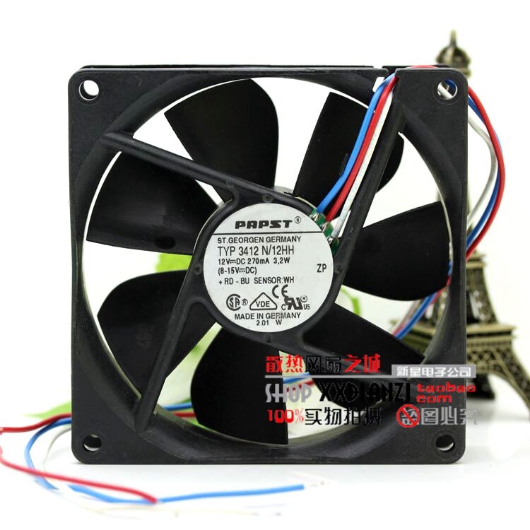ebm-papst 3412N/12HH 92x92x25mm 12V DC Axial Cooling Fan