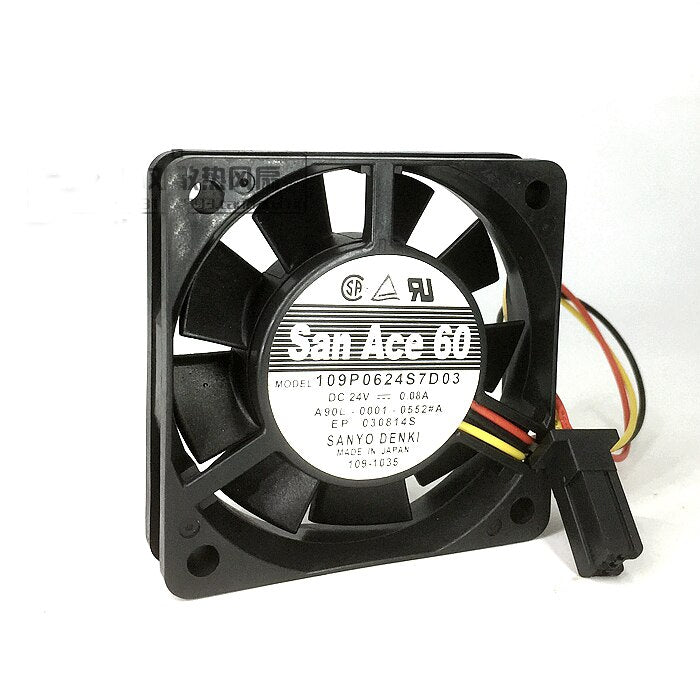 Sanyo Denki 109P0624S7D03 60x60x15mm 24V DC 03 A Axial Cooling Fan