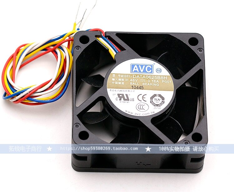 AVC DATA0625B8H 60x60x25mm 48V DC 0.16A Axial Cooling Fan