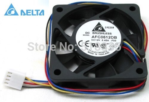 Delta AFC0612DB-F00 60x60x15mm 12V DC 0.33A 4-Wire PWM DC Axial Fan