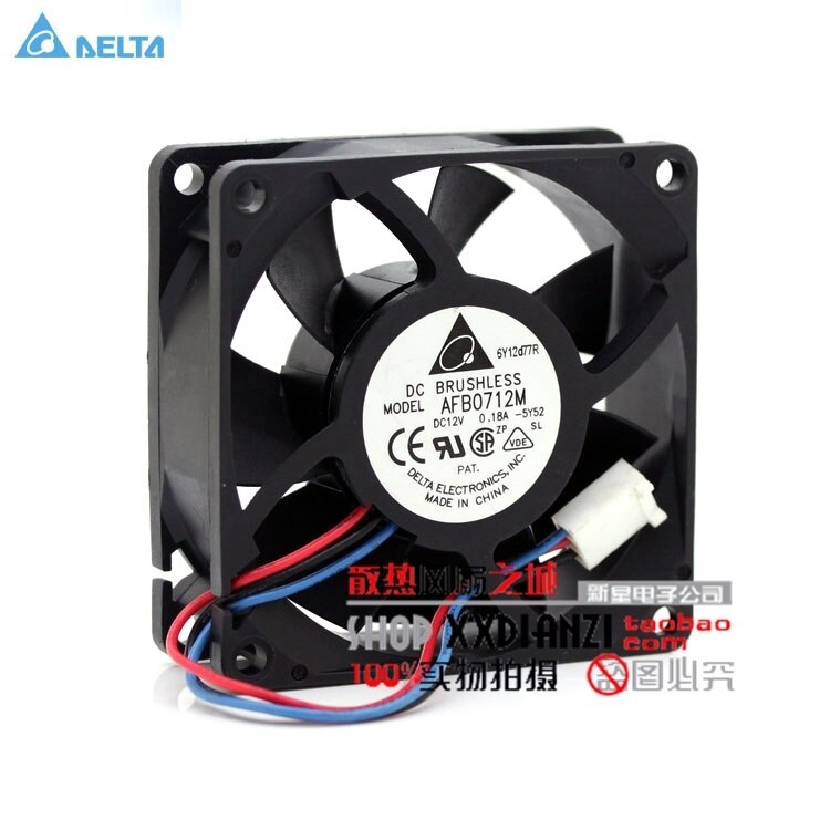 Delta AFB0712M 70x70x25mm 12V DC 0.18A 3-Wire Axial Cooling Fan