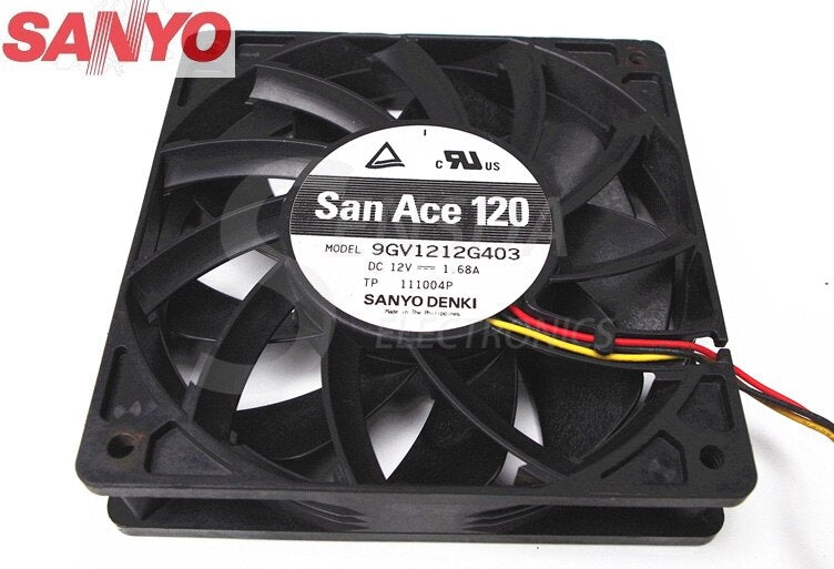 Sanyo Denki 9GV1212G403 120x120x25mm 12V DC 1.68A 3-Wire Axial Cooling Fan