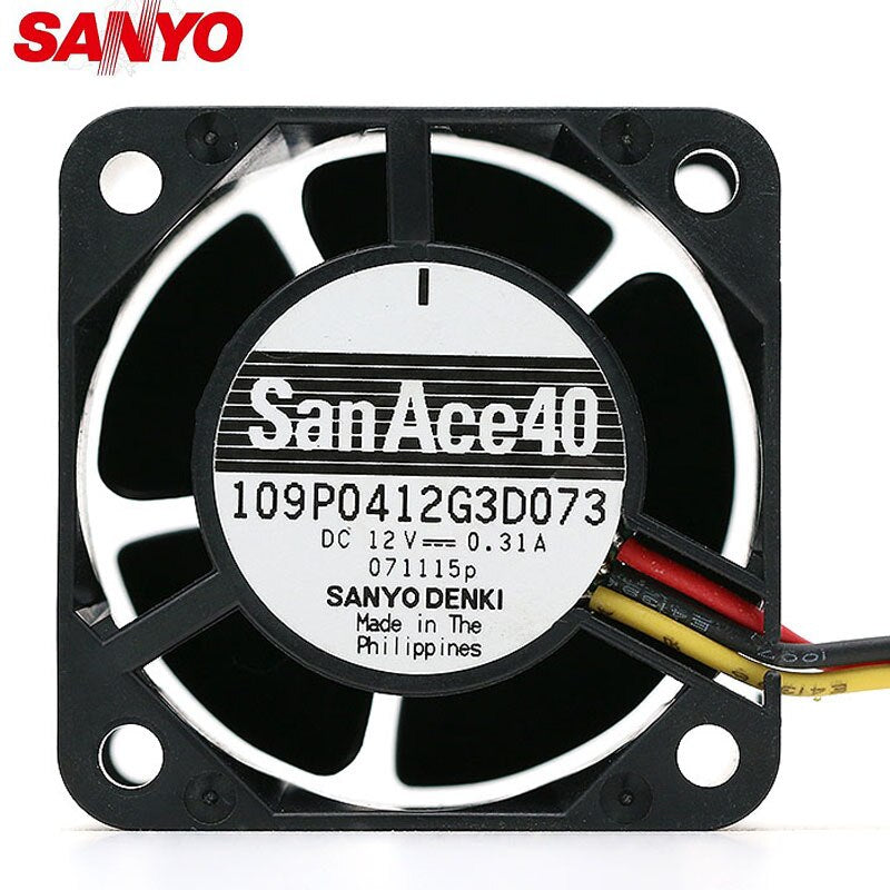 Sanyo Denki 109P0412G3D073 40x40x28mm 12V DC 0.31A 3-Wire Axial Cooling Fan