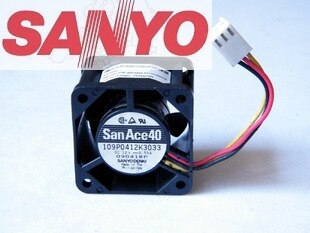 Sanyo Denki 109P0412K3033 40x40x28mm 12V DC 0.55A Axial Cooling Fan