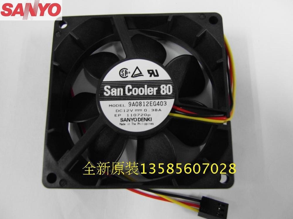 Sanyo Denki SANYO 80x80x25mm 12V DC 9A 3-Wire Axial Cooling Fan