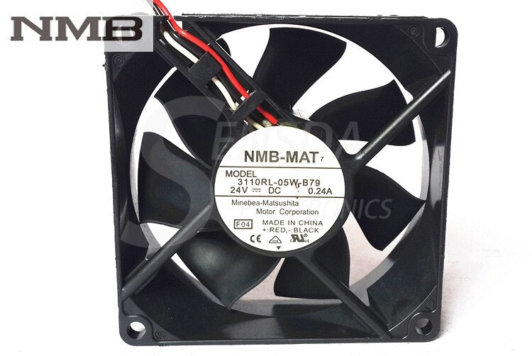 NMB 3110RL-05W-B79 80x80x25mm 24V DC 0.24A 3-Wire Axial Cooling Fan