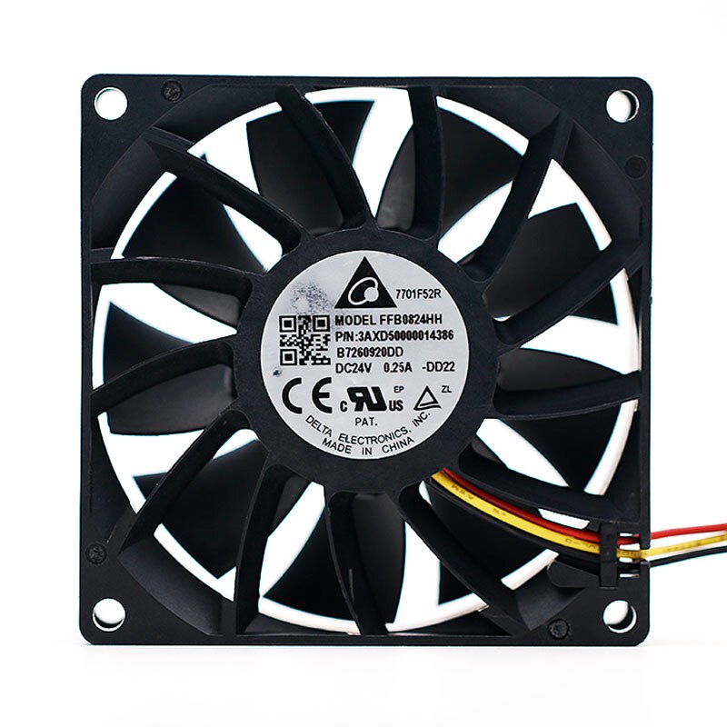 Delta FFB0824HH 80x80x25mm 24V DC 0.25A Axial Cooling Fan