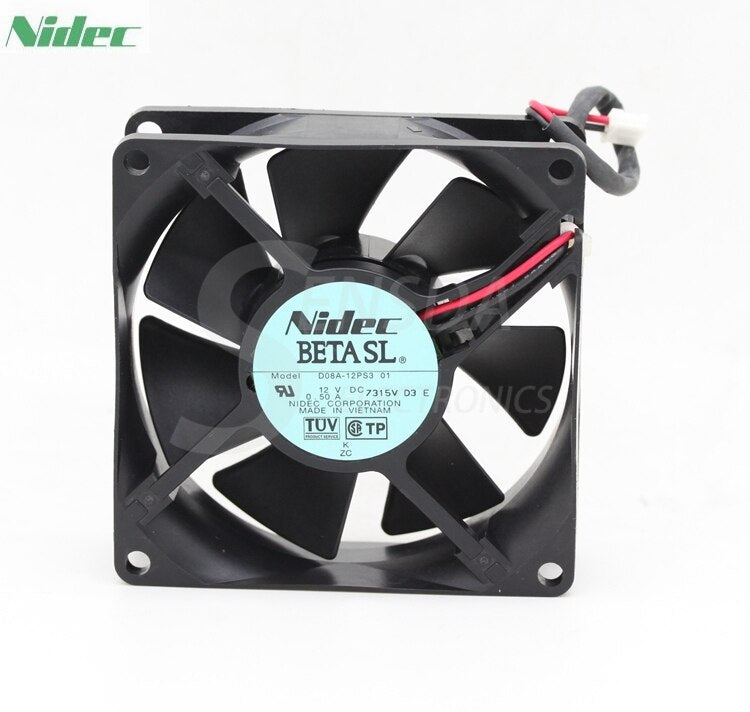 Nidec D08A-12PS3 80x80x25mm 12V DC 0.5A 4-Wire Axial Cooling Fan