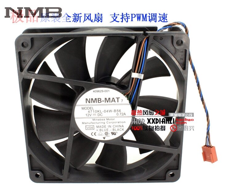 NMB 4710KL-04W-B56 120x120x25mm 0.72A 4-Wire Axial Cooling Fan