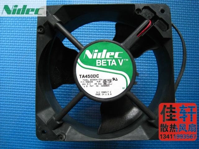 Nidec B33534-33A 33x33x53mm 24V DC 0.45A Axial Cooling Fan
