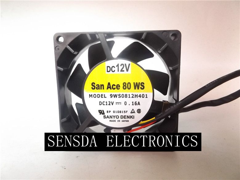 Sanyo Denki 9WS0812H401 80x80x25mm 12V DC Industrial Cooling Fan