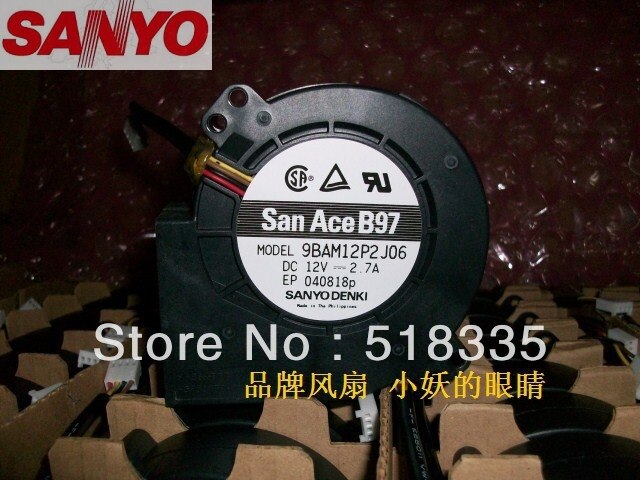 Sanyo Denki 9BAM12P2J06 97x97x33mm 12V DC 2.7A Axial Cooling Fan