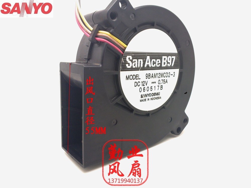 Sanyo Denki 9BAM12MCD2-2 90mmclassmm 12V DC 0.75A Axial Cooling Fan