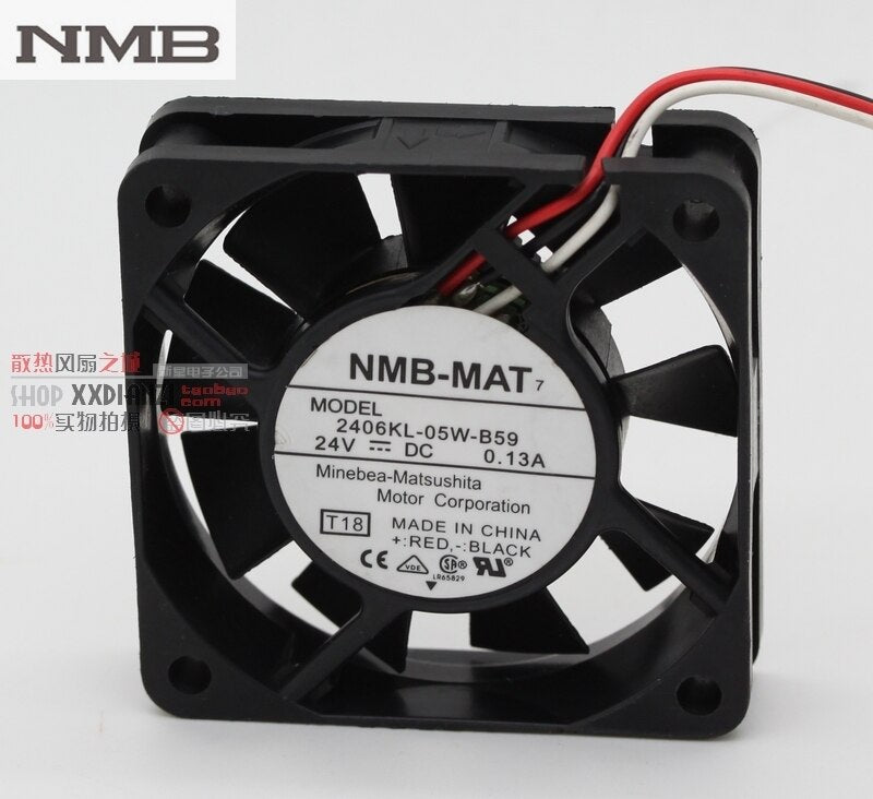 NMB 2406KL-05W-B59 60x60x15mm 24V DC 0.13A Axial Cooling Fan