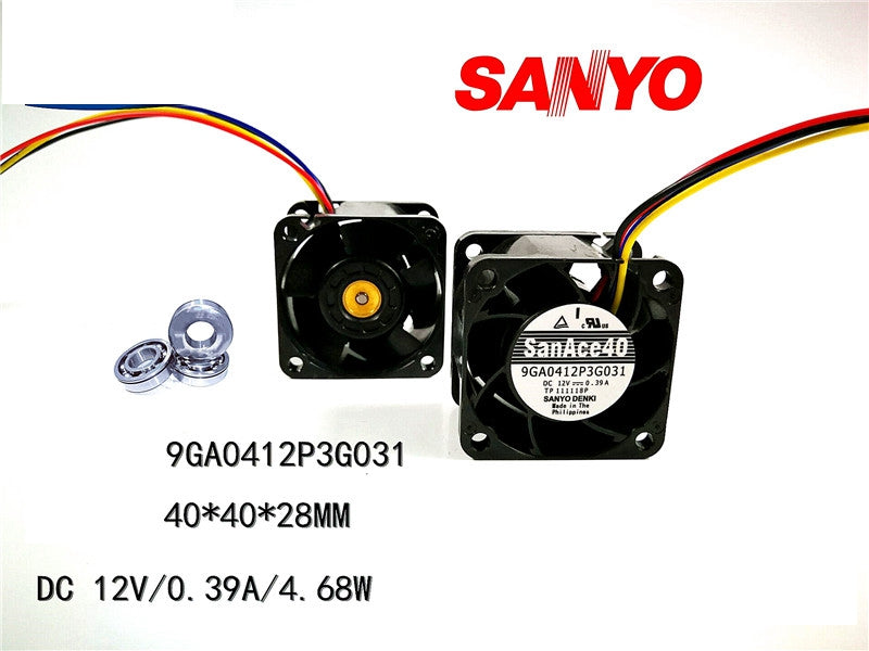 Sanyo Denki 9GA0412P3G031 40x40x28mm 12V DC 0.39A Axial Cooling Fan