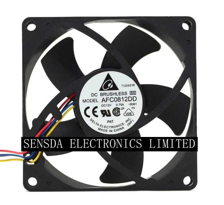 Delta AFC0812DD 80x80x20mm 12V DC 0.75A 4-Wire Axial Cooling Fan