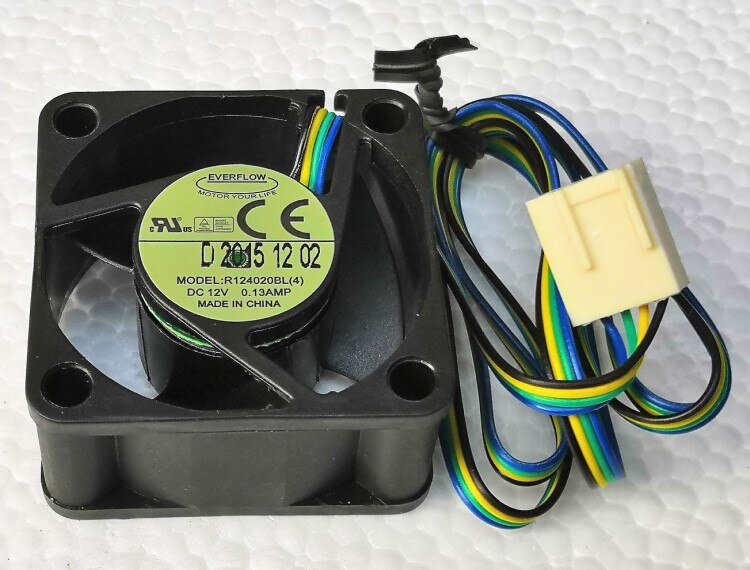 Everflow R124020bl 40x40x20mm 12V DC 0.13A 4-Wire Axial Cooling Fan