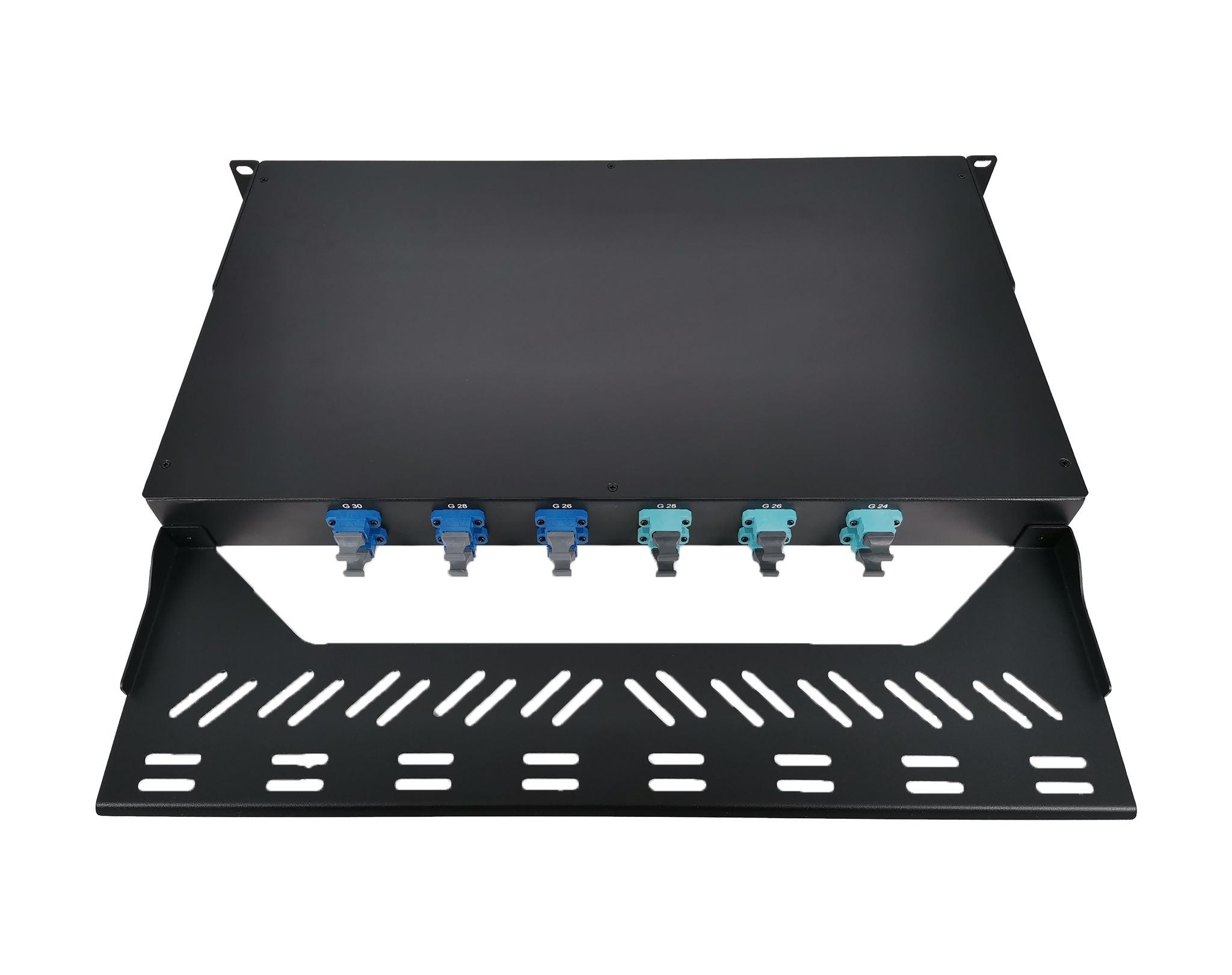 2x MTP-8, 96 Fibers LC OS2 Single Mode, Universal Polarity, HD1U 1U Breakout Cassette, 40G/100G to 10G/25G
