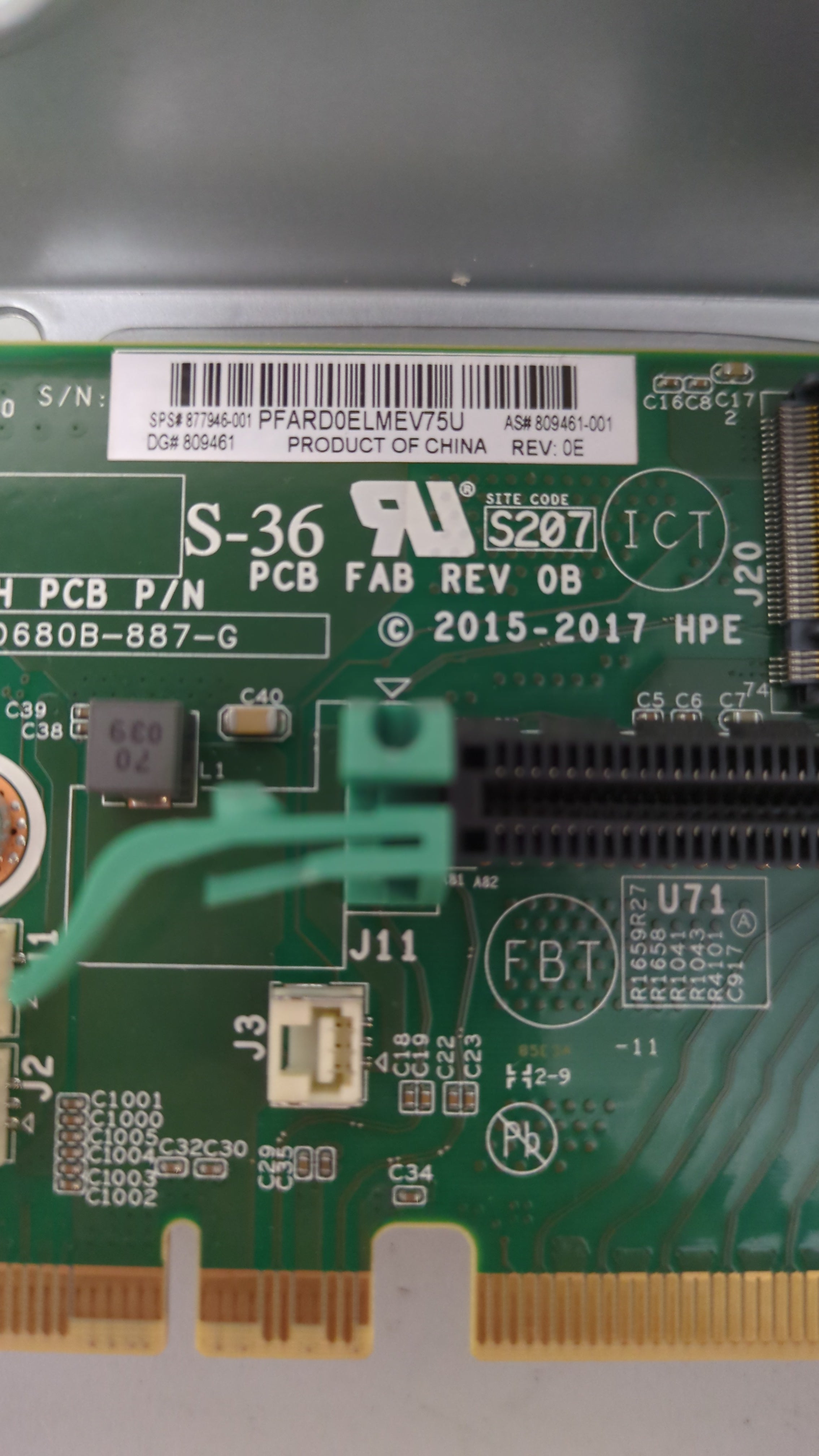 HPE 877946-001 - PCIe M.2 Riser Card Label Detail | Alo Tech Solutions