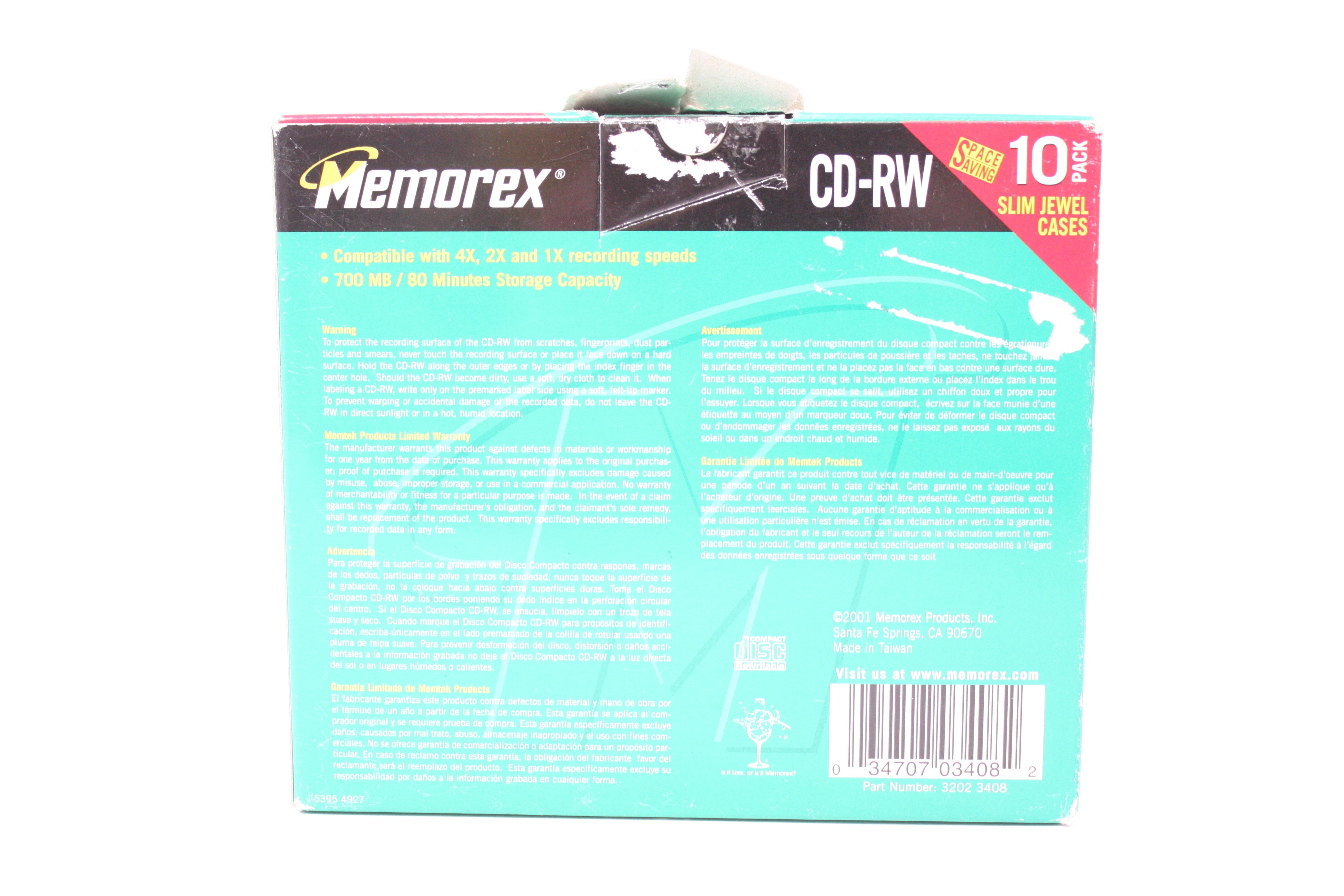 Memorex CD-RW Rewritable Compact Discs for Computer CD Rewriters 10 Pack