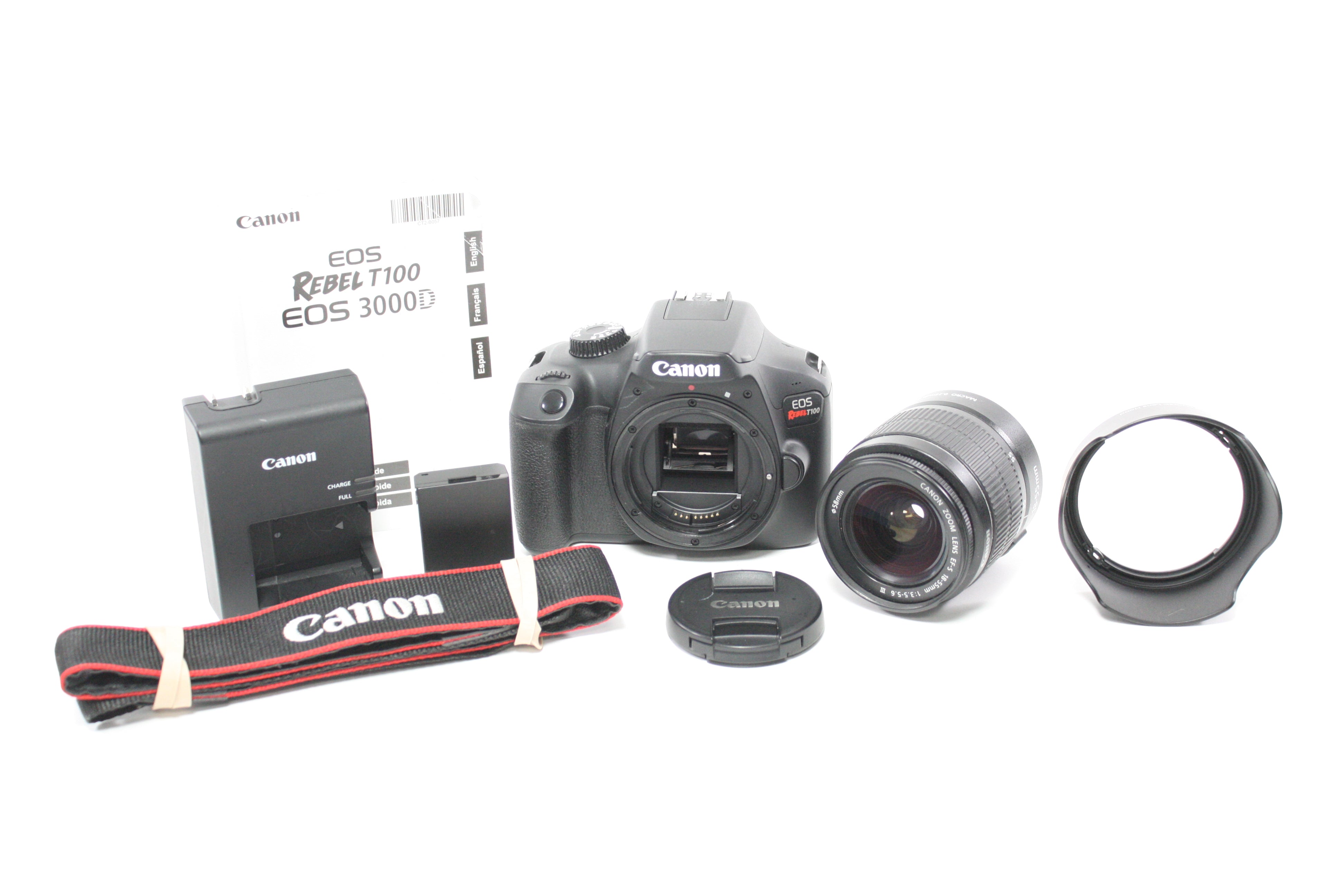 Canon Rebel T100 DSLR Camera with 18-55mm f/3.5-5.6 III Lens with Shutter Count 10,145