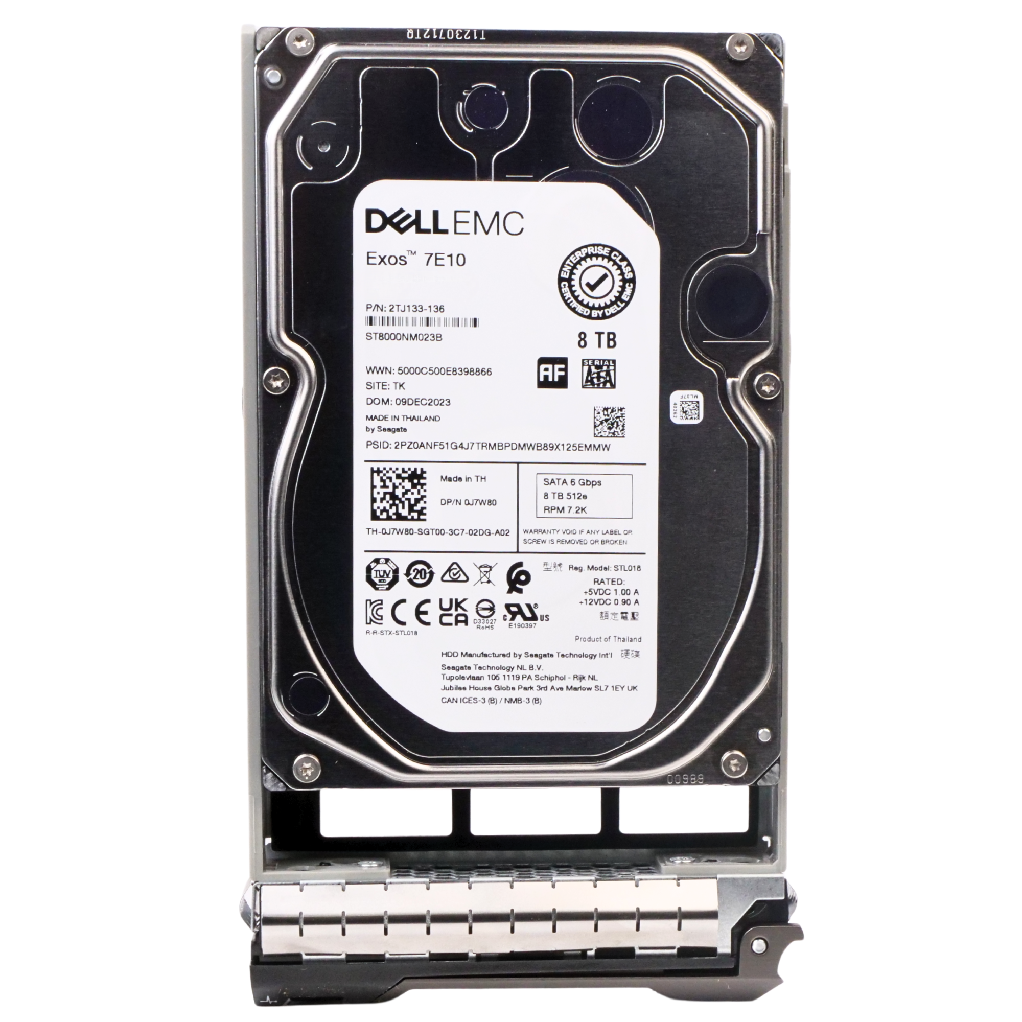 Dell G13 400-AKWX 8TB 7.2K RPM SATA 6Gb/s 512e 256MB 3.5in Refurbished HDD