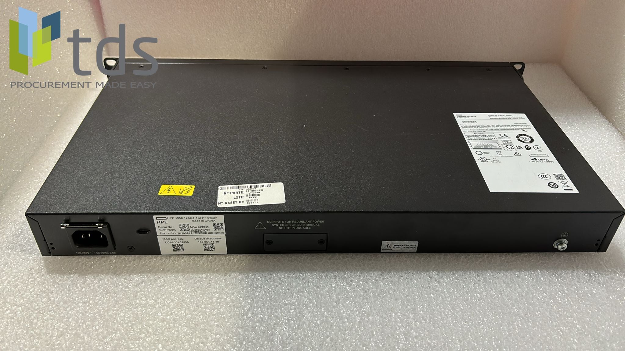 HPE JH295A 1950 Switch - Rear View | Alo Tech Solutions