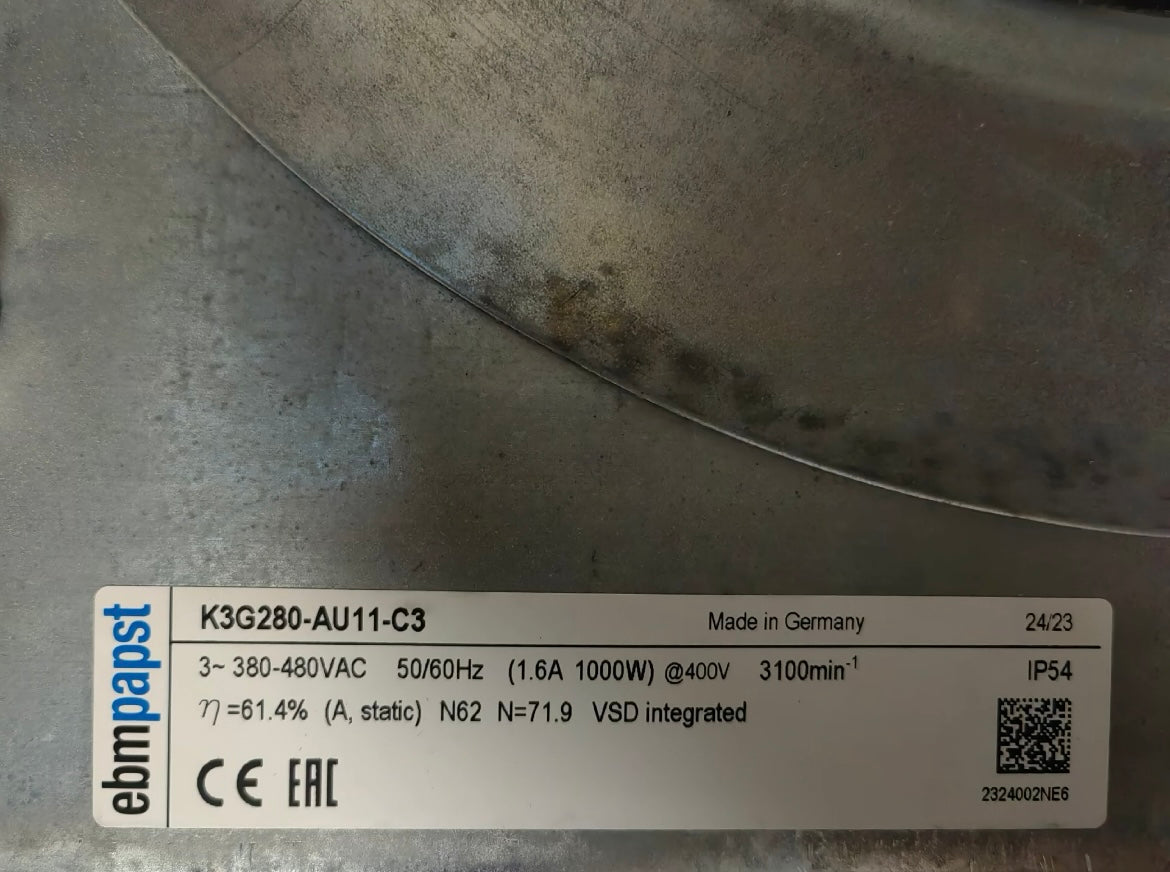 K3G280-AU11-C3 ebm papst fan 1KW 3100RPM