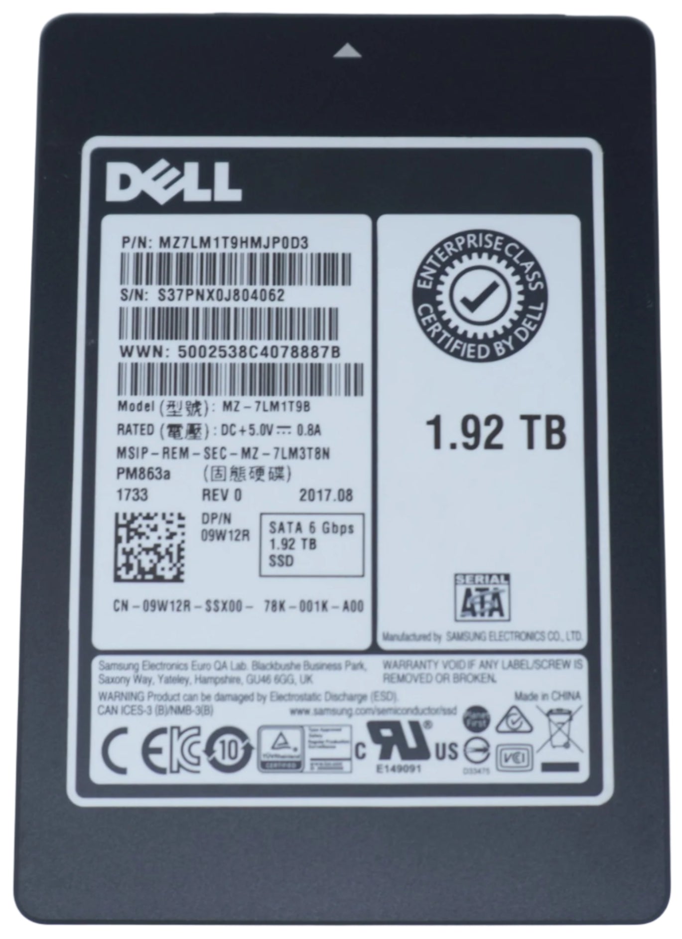 Dell 9W12R MZ-7LM1T9B - 1.92TB SATA 6G 2.5-Inch Enterprise SSD | Alo Tech Solutions