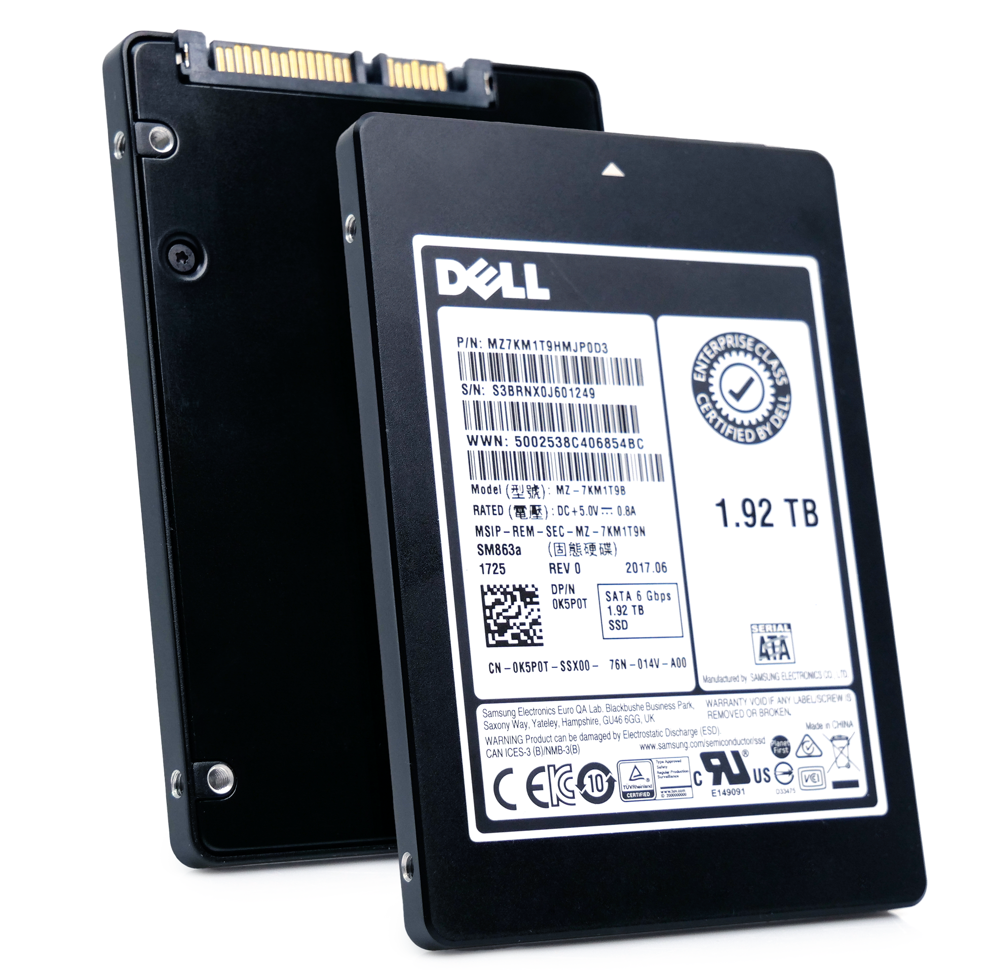 Dell/Samsung SM863a MZ7KM1T9HMJP0D3 0K5P0T 1.92TB SATA 6Gb/s Mixed Use V-NAND 2.5in Solid State Drive