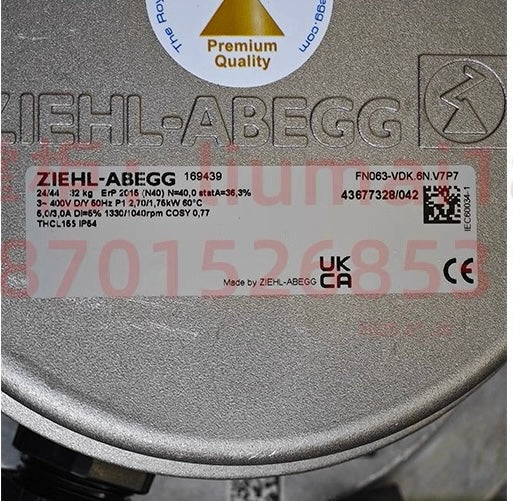 FN063-4DK.6N.V7P6 (Art No:163702)ZIEHL-ABEGG Axial Fan 400V 2.8/1.75kW 5.0/3.0A 1320/1040rpm