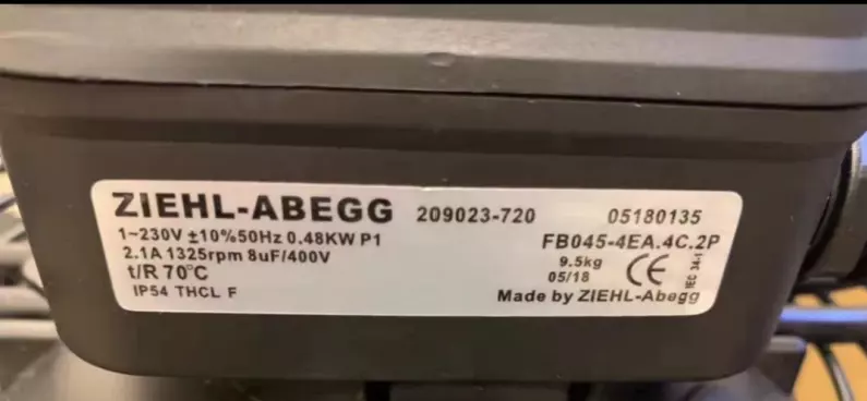 FB045-4EA.4C.2P ZIEHL-ABEGG Axial Fan 230V 0.48kW 2.1A 1325rpm