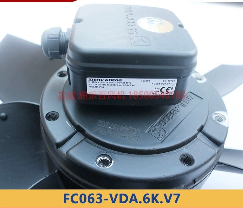 FC063-VDA.6K.V7 ZIEHL-ABEGG Axial Fan 3~ 400V ± 10% 50 Hz 1.9kw, 3.2A 1360/rpm