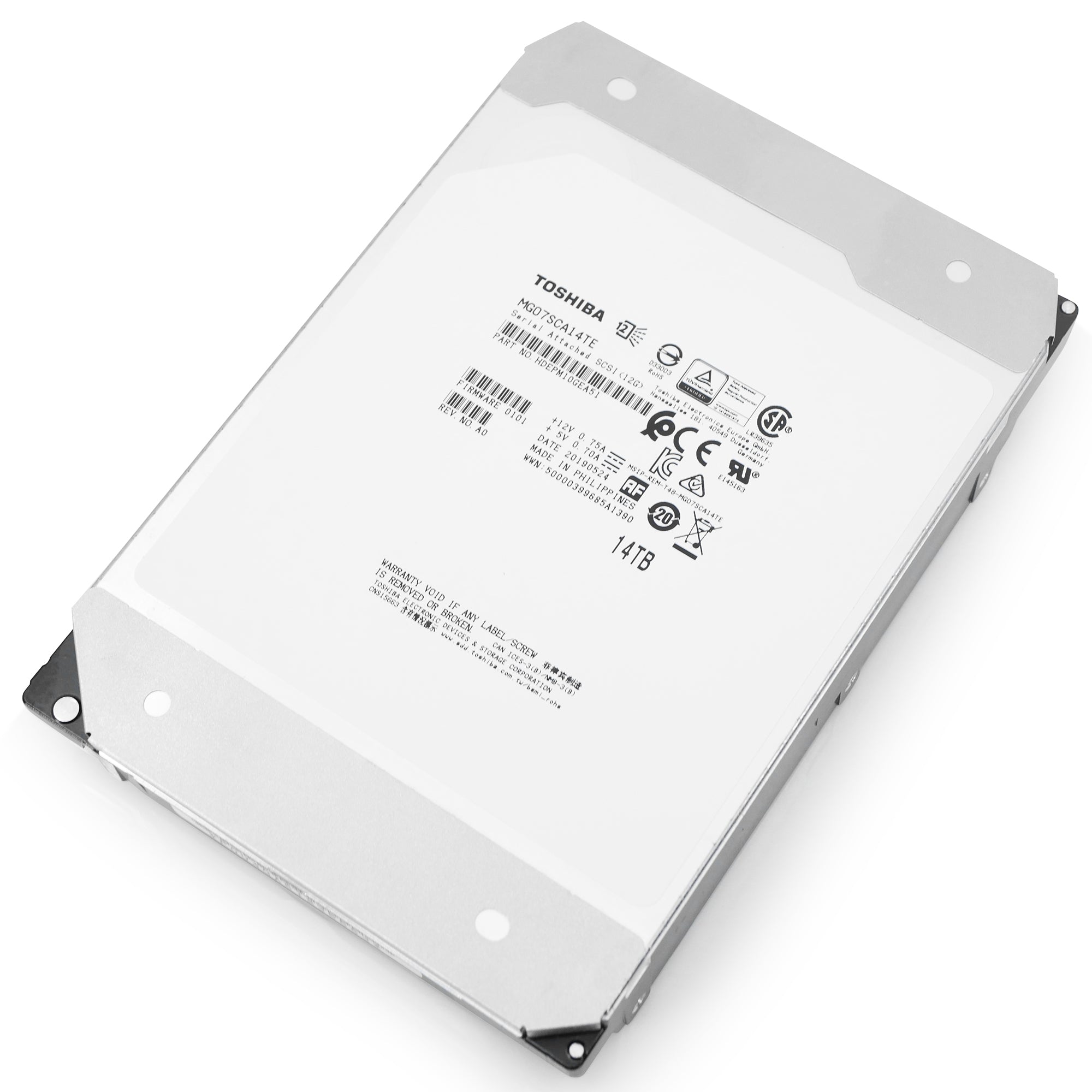 Toshiba MG07 MG07SCA14TE 14TB 7.2K RPM SAS 12Gb/s 512e 3.5in Refurbished HDD