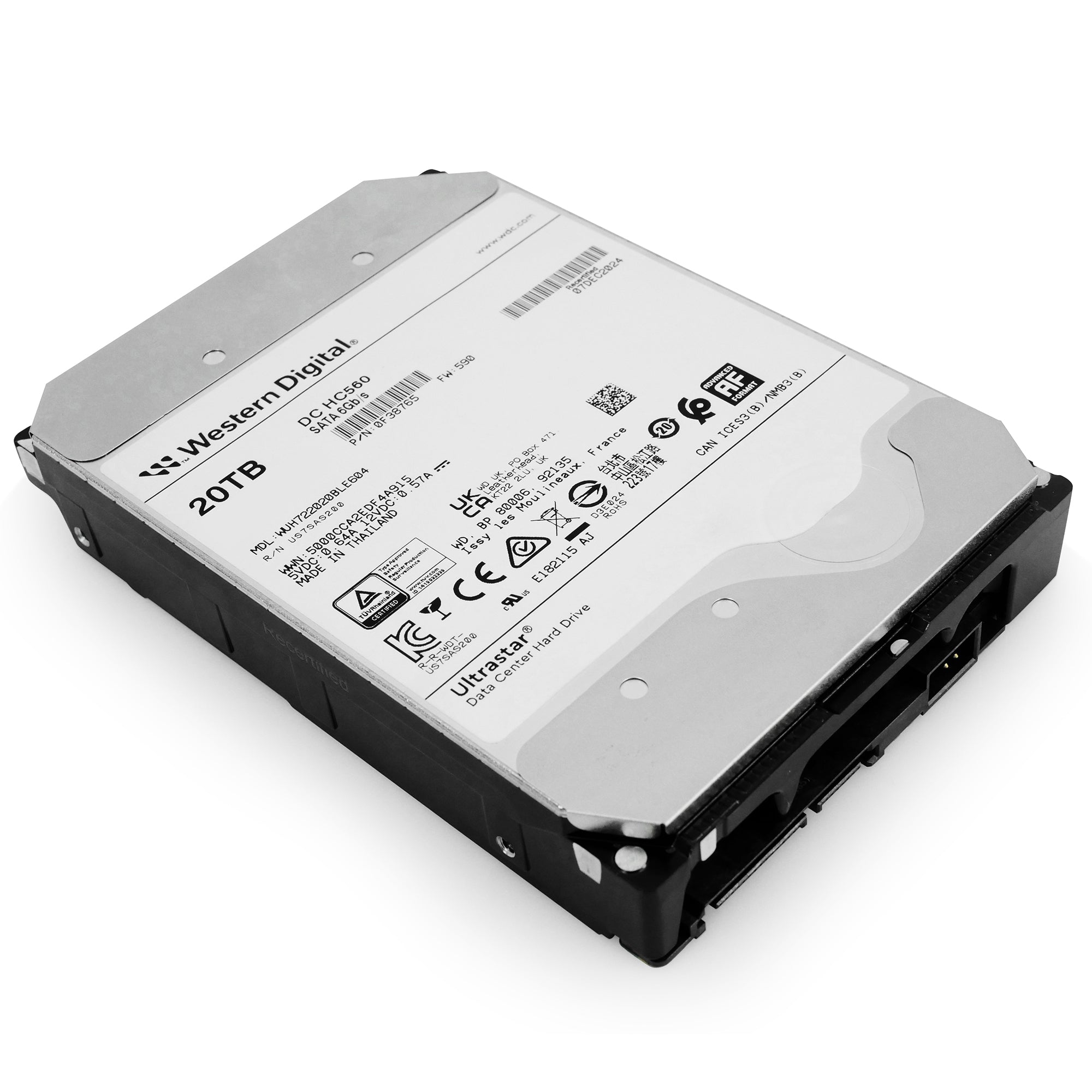 Western Digtial Ultrastar DC HC560 WUH722020BLE604 0F38765 20TB 7.2K RPM SATA 6Gb/s 512e 3.5in Hard Drive