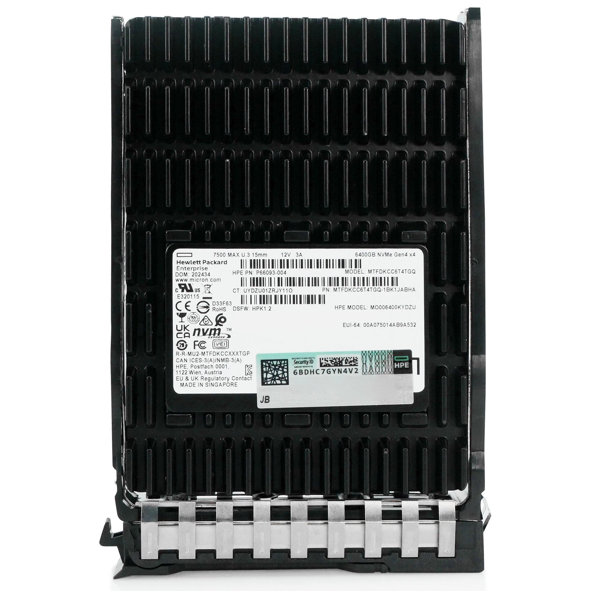 HP Generation 11 P66093-004 6.4TB 3 DWPD PCIe Gen 4.0 x4 8GB/s 3D TLC U.3 NVMe 2.5in Recertified Solid State Drive