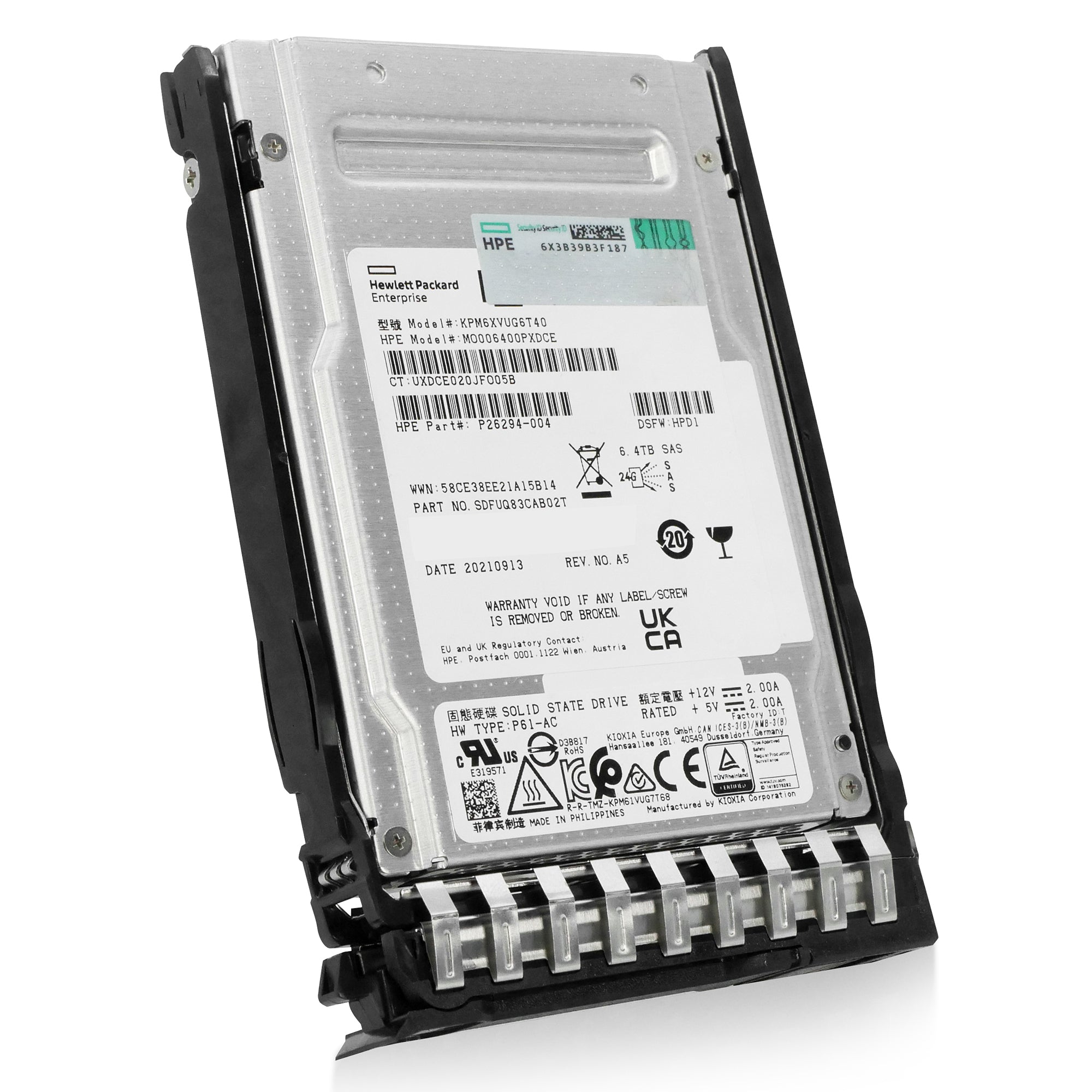 HP Generation 11 MO006400PXDCE P26294-004 6.4TB 3 DWPD SAS-4 24Gb/s 3D TLC 2.5in Refurbished SSD